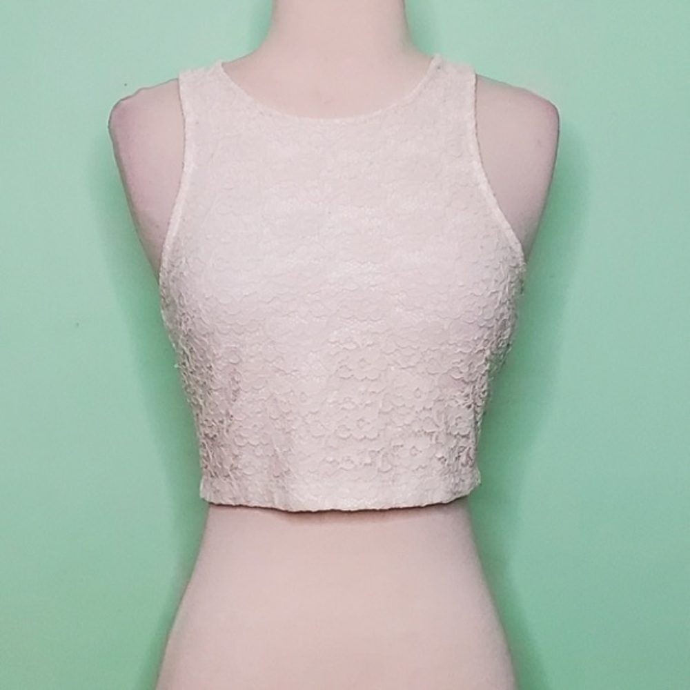 Forever 21 White Lace Halter Top with Zipper